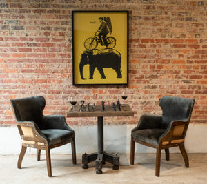 Charles Armchair in Gray Velvet with Exposed Frame