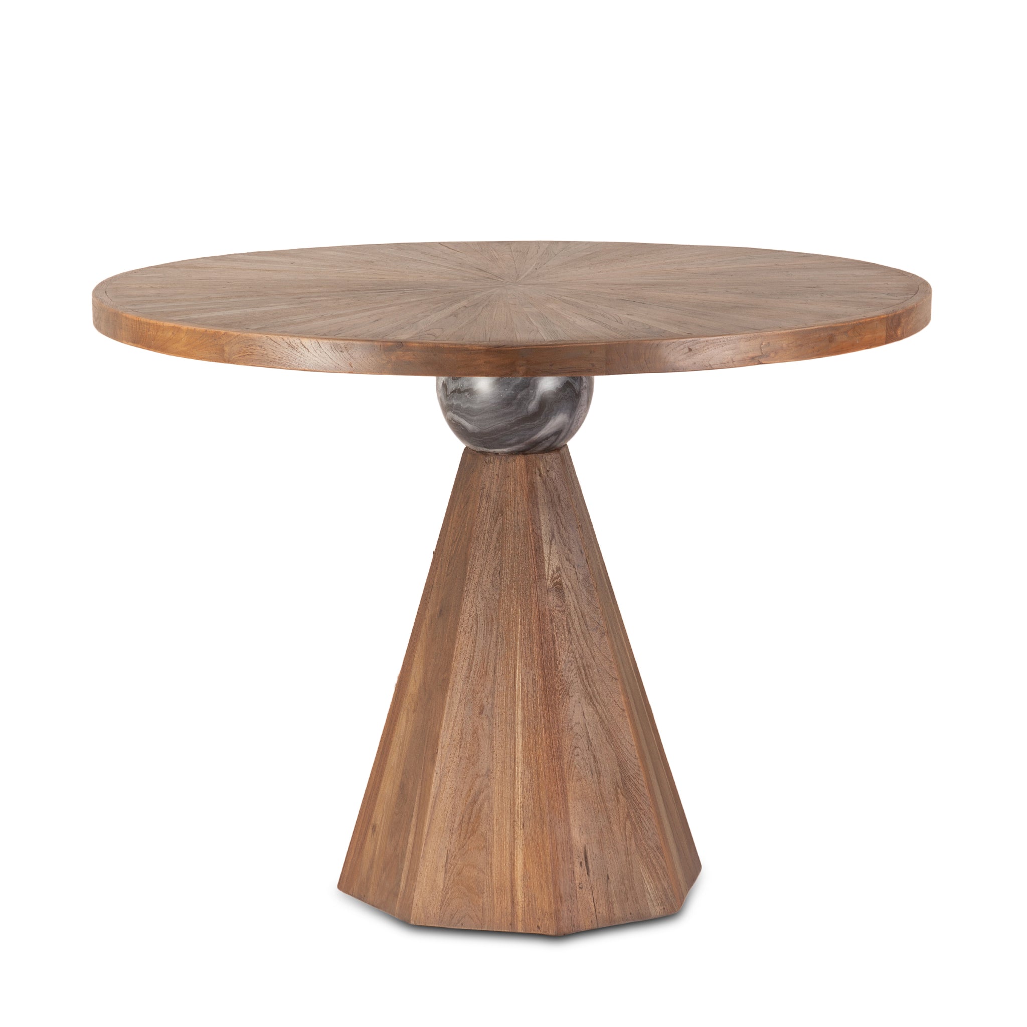 Rustic Revival 48" Round Gathering Table in Teak and Marble
