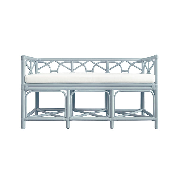 Ferguson Bench in Rattan in Light Blue