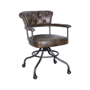 Brisbane Chesterfield Office Chair in Antique Whiskey Leather