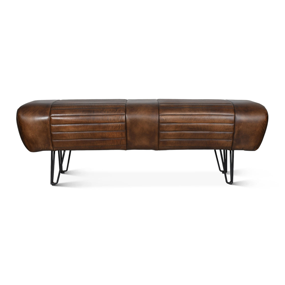 Brisbane Leeds Bench in Antique Whiskey Leather