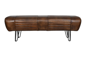 Brisbane Leeds Bench in Antique Whiskey Leather