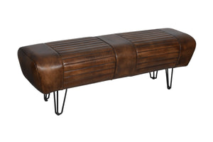 Brisbane Leeds Bench in Antique Whiskey Leather