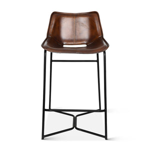 Brisbane Stanley Counter Chair in Hand Washed Chestnut Leather