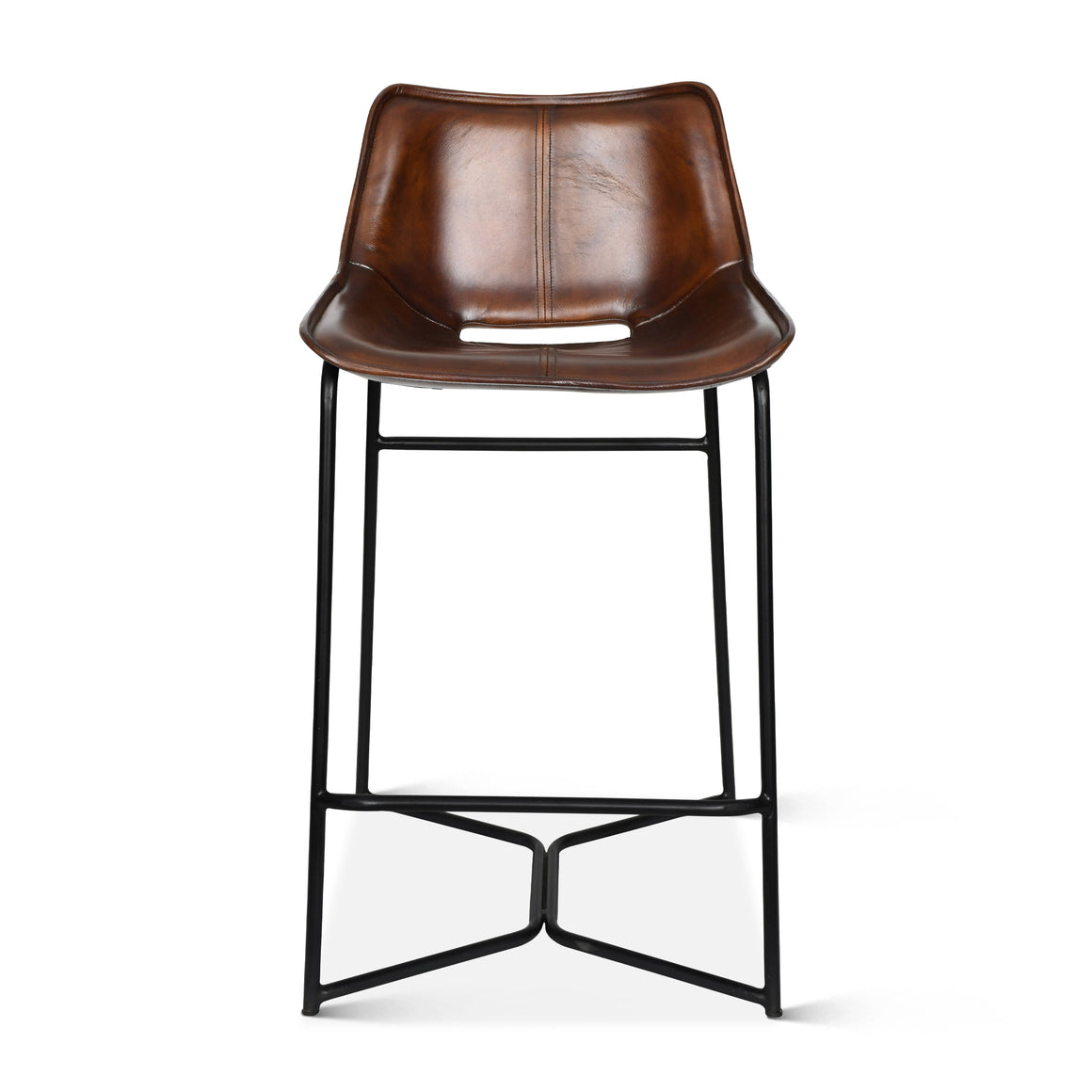 Brisbane Stanley Counter Chair in Hand Washed Chestnut Leather