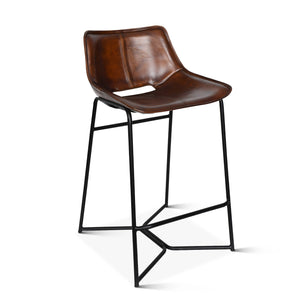 Brisbane Stanley Counter Chair in Hand Washed Chestnut Leather