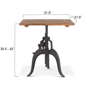 Artezia 30" Height Adjustable Crank Dining Table in Reclaimed Teak
