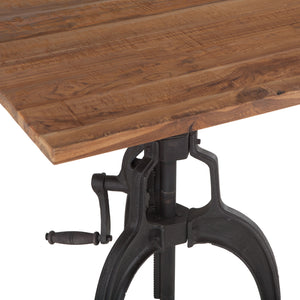 Artezia 30" Height Adjustable Crank Dining Table in Reclaimed Teak