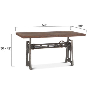 Artezia Adjustable Desk in Gray Weathered Teak Finish