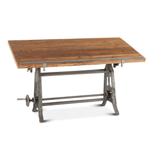 Artezia 62" Drafting Desk with Adjustable Crank in Natural Teak