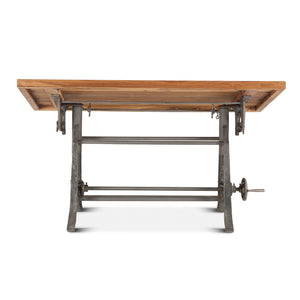 Artezia 62" Drafting Desk with Adjustable Crank in Natural Teak