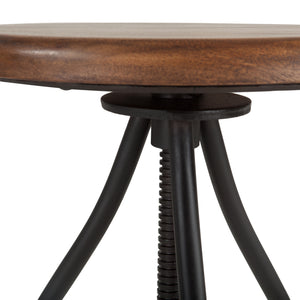 Artezia Height Adjustable Stool in Acacia and Iron with Walnut Finish