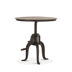 Artezia 24" Height Adjustable Crank Side Table in Matte Black Cast Iron