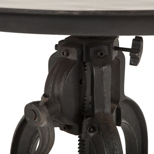 Artezia 24" Height Adjustable Crank Side Table in Matte Black Cast Iron