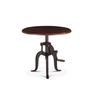 Artezia 24" Height Adjustable Crank Side Table in Acacia with Walnut Finish