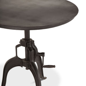 Artezia 36" Height Adjustable Crank Side Table in Matte Black Cast Iron