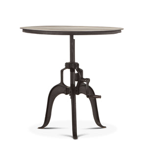 Artezia 30" Height Adjustable Crank Side Table in Matte Black Cast Iron