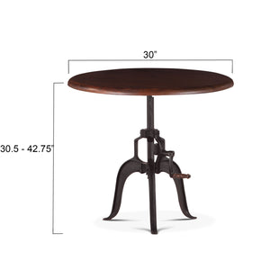 Artezia 30" Height Adjustable Crank Side Table in Walnut