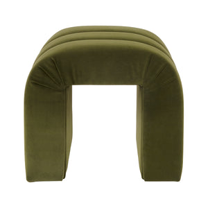 Lanksy Horizontal Channeled Stool in Taupe Textured Chenille