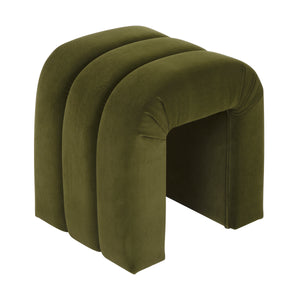 Lanksy Horizontal Channeled Stool in Taupe Textured Chenille