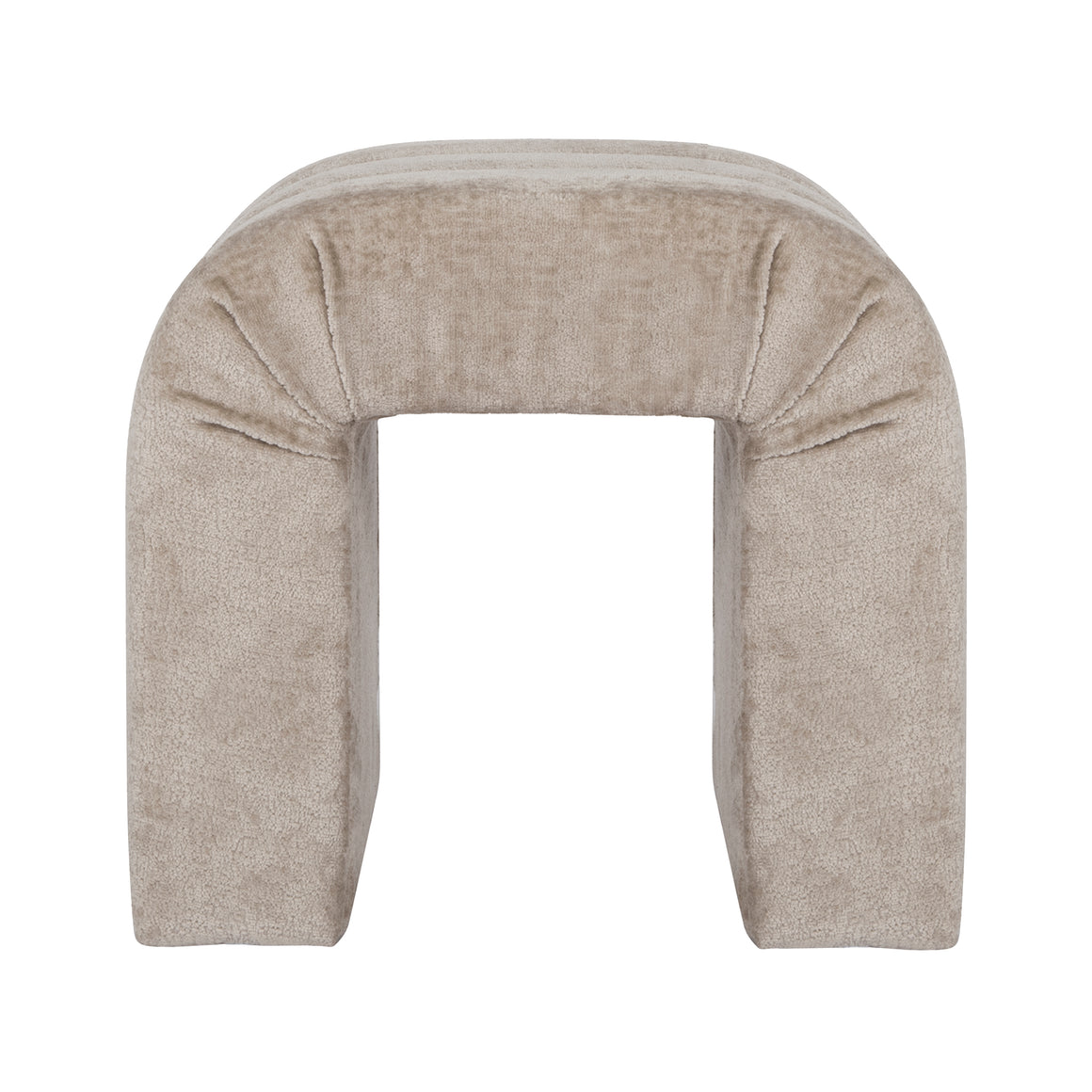 Lanksy Horizontal Channeled Stool in Taupe Textured Chenille