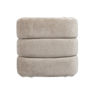 Lanksy Horizontal Channeled Stool in Taupe Textured Chenille