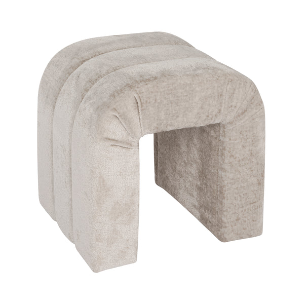 Lanksy Horizontal Channeled Stool in Taupe Textured Chenille - Scenario ...