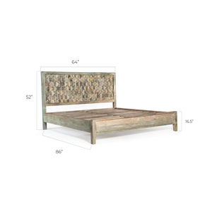 Cordoba Queen Bed in Reclaimed Wood with Vintage Teal Finish