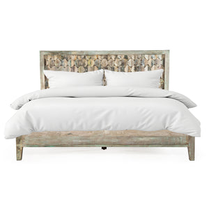 Cordoba Queen Bed in Reclaimed Wood with Vintage Teal Finish