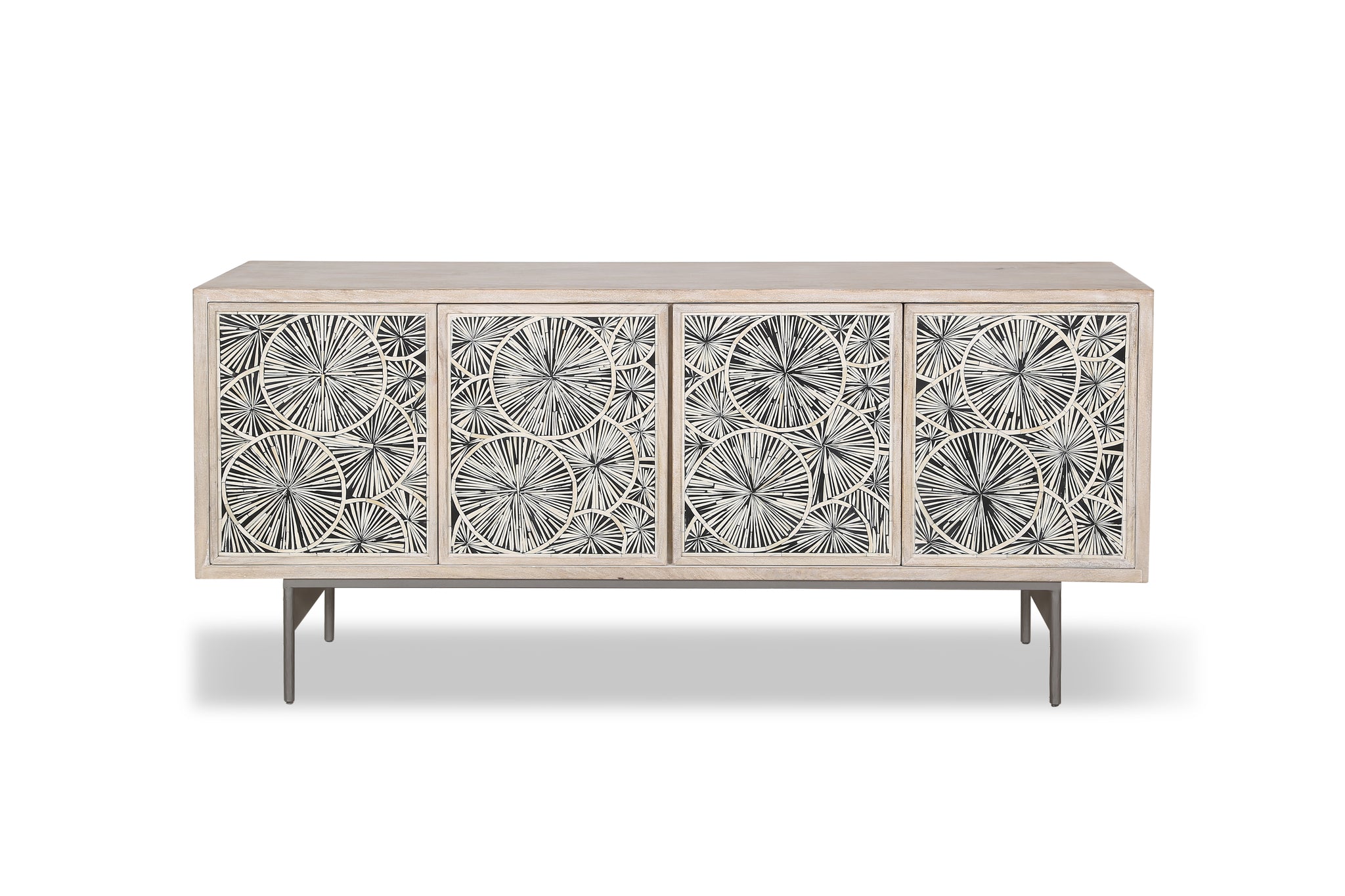 Palm Desert Modern Vintage White Sideboard with Bone Inlay