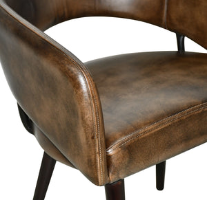 Thorpe Dining Chair in Antique Whiskey Leather with Walnut Legs
