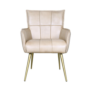 Thorpe Surrey Armchair in in Antique Ivory Leather and Gold Legs