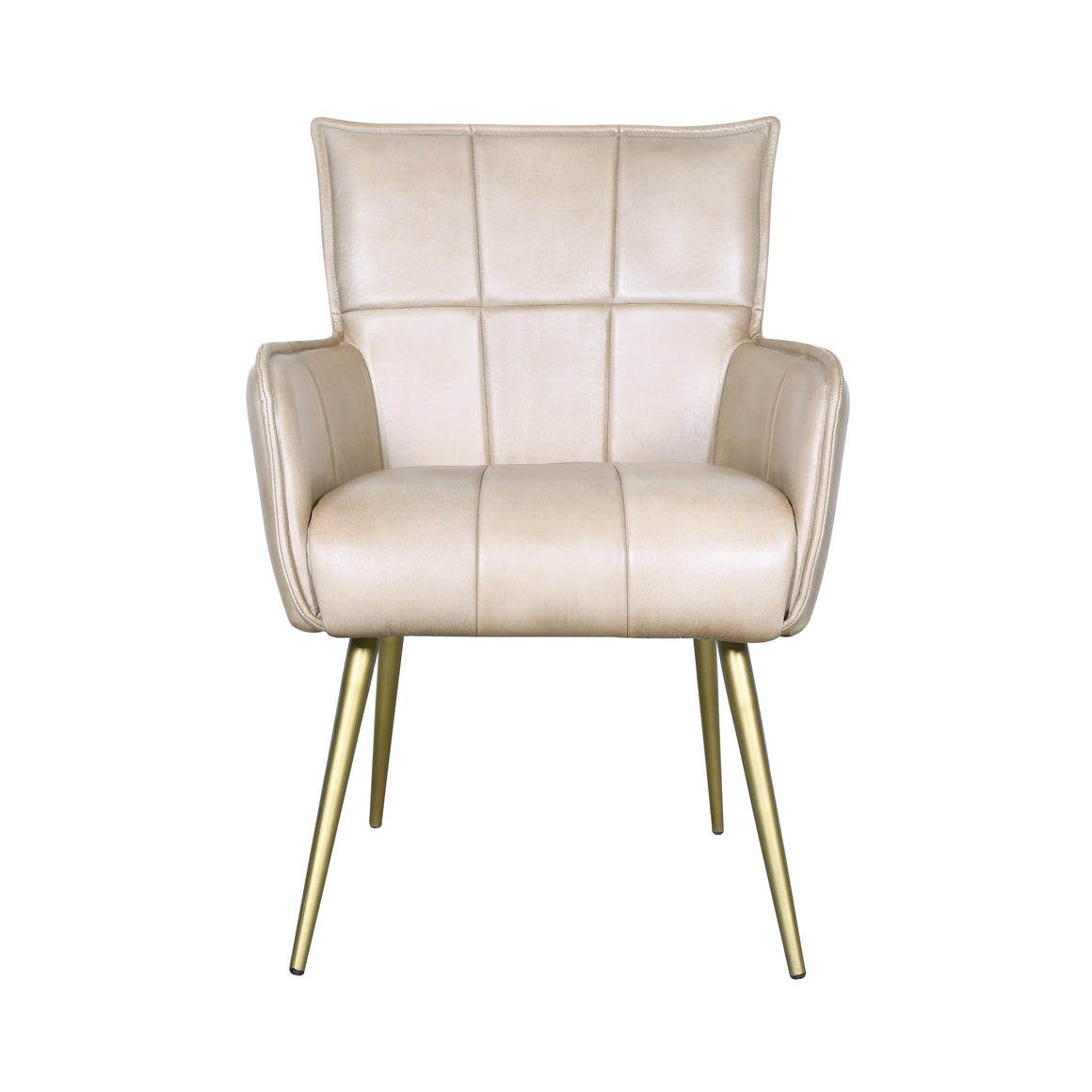 Thorpe Surrey Armchair in in Antique Ivory Leather and Gold Legs