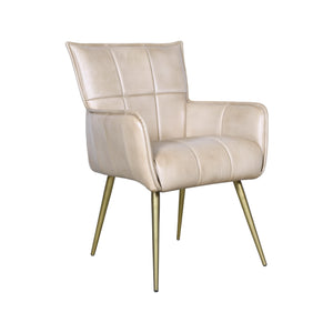 Thorpe Surrey Armchair in in Antique Ivory Leather and Gold Legs