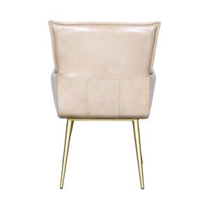 Thorpe Surrey Armchair in in Antique Ivory Leather and Gold Legs