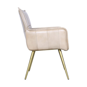 Thorpe Surrey Armchair in in Antique Ivory Leather and Gold Legs