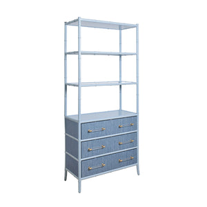 Flynn Etagere in Light Blue Dyed Grasscloth