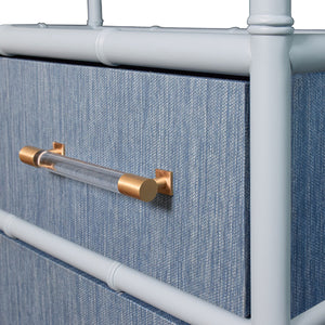 Flynn Etagere in Light Blue Dyed Grasscloth