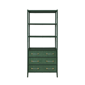 Flynn Etagere in Green Dyed Grasscloth