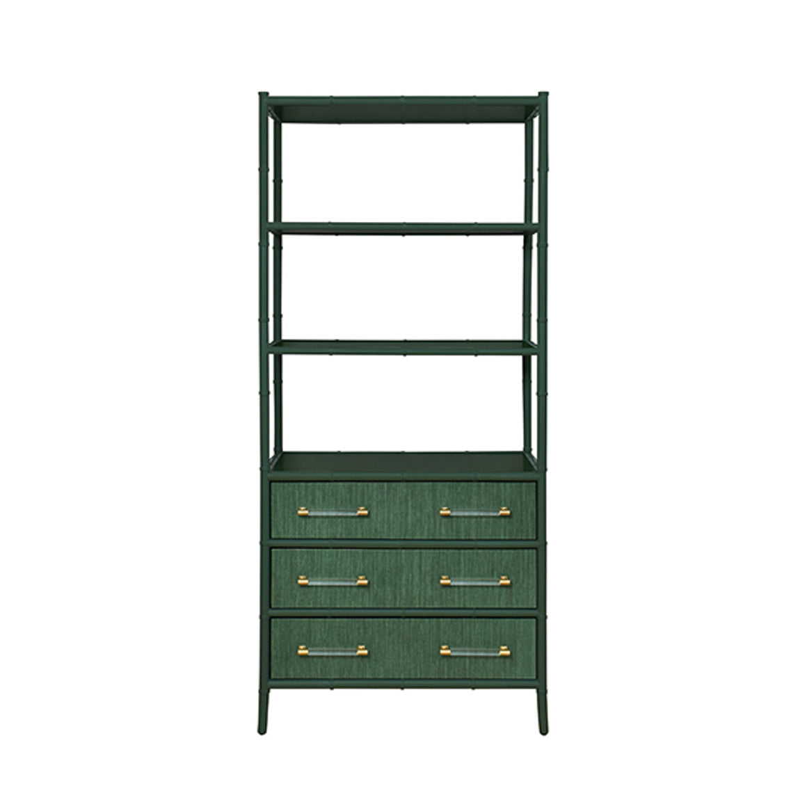 Flynn Etagere in Green Dyed Grasscloth