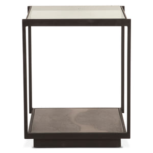 St. George 18" Side Table with Glass Top in Oxidized Black