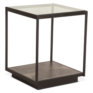 St. George 18" Side Table with Glass Top in Oxidized Black