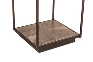 St. George 18" Side Table with Glass Top in Oxidized Black