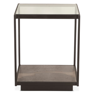 St. George 18" Side Table with Glass Top in Oxidized Black