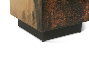 St. George Square Side Table in Oxidized Copper