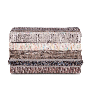 Algiers Storage Ottoman in Moroccan Fluffy Black Fabric