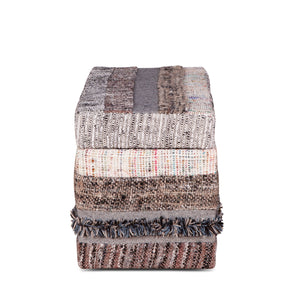 Algiers Storage Ottoman in Moroccan Fluffy Black Fabric