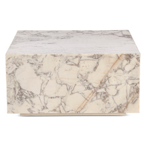 Giza 32" Drum Coffee Table in Alabaster Marble