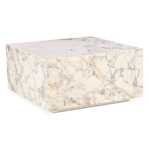 Giza 32" Drum Coffee Table in Alabaster Marble
