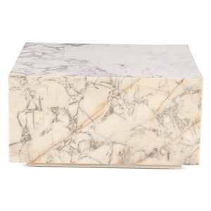Giza 32" Drum Coffee Table in Alabaster Marble